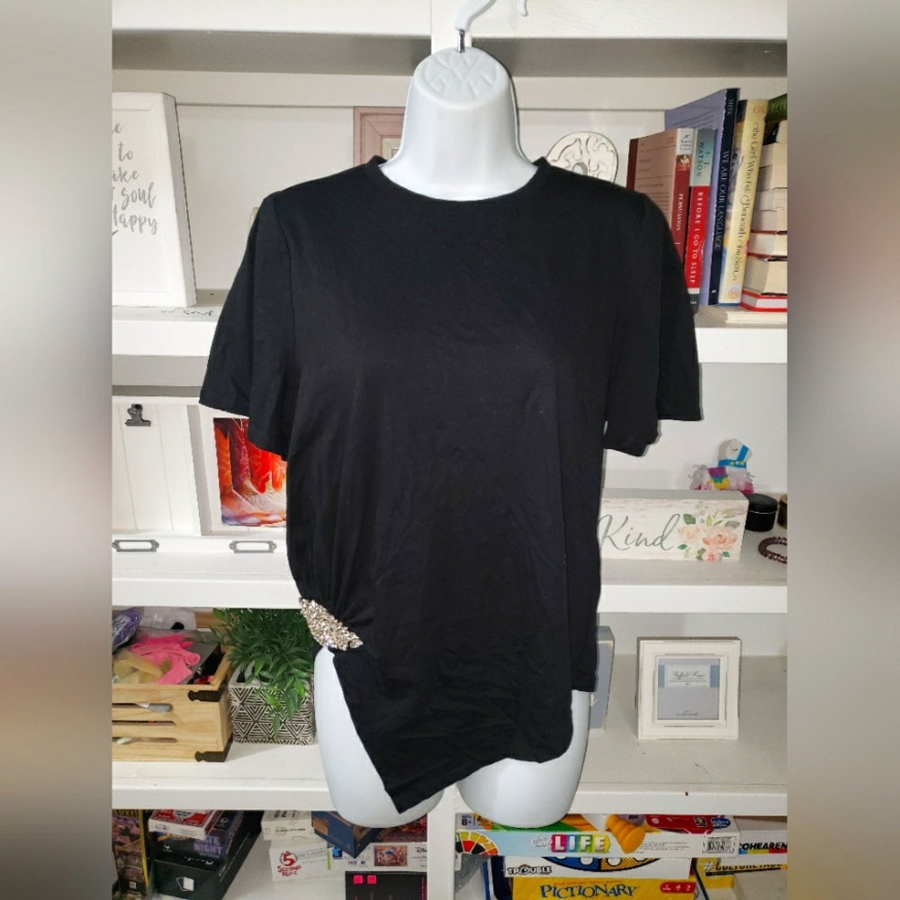 Express, Black Cotton Top, Medium